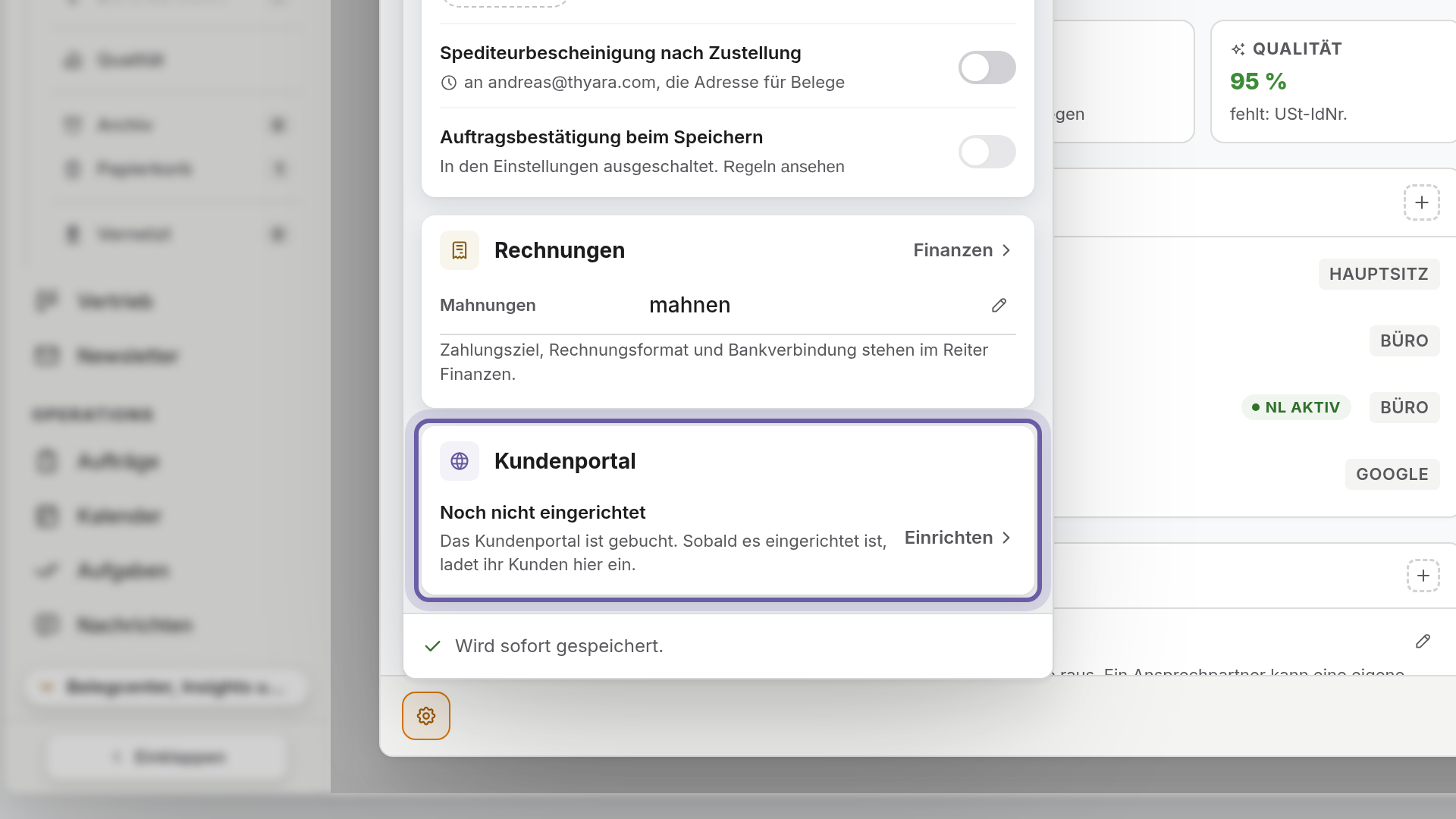 Kundenportal: Ansicht in flicono