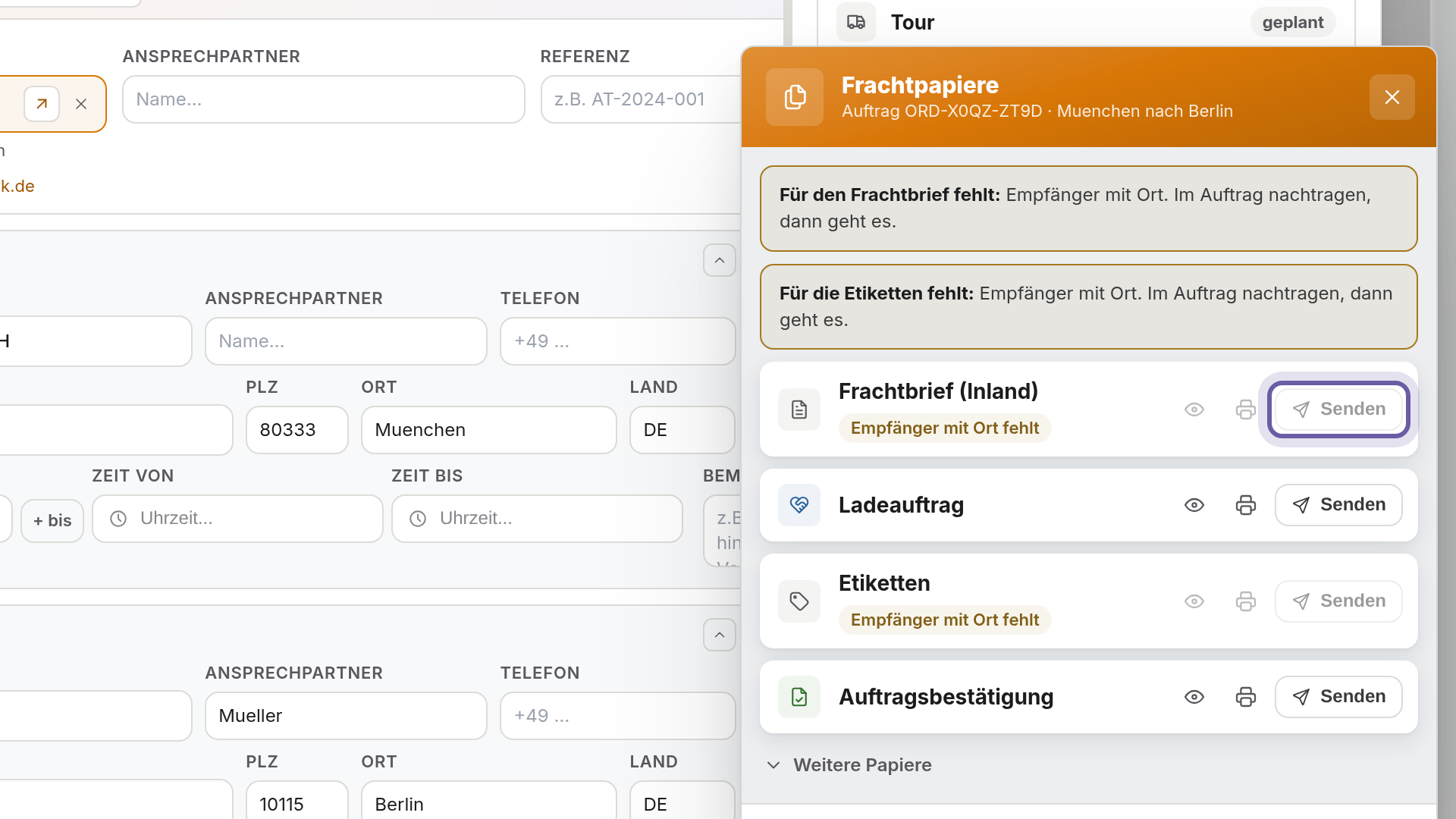 Senden: Ansicht in flicono