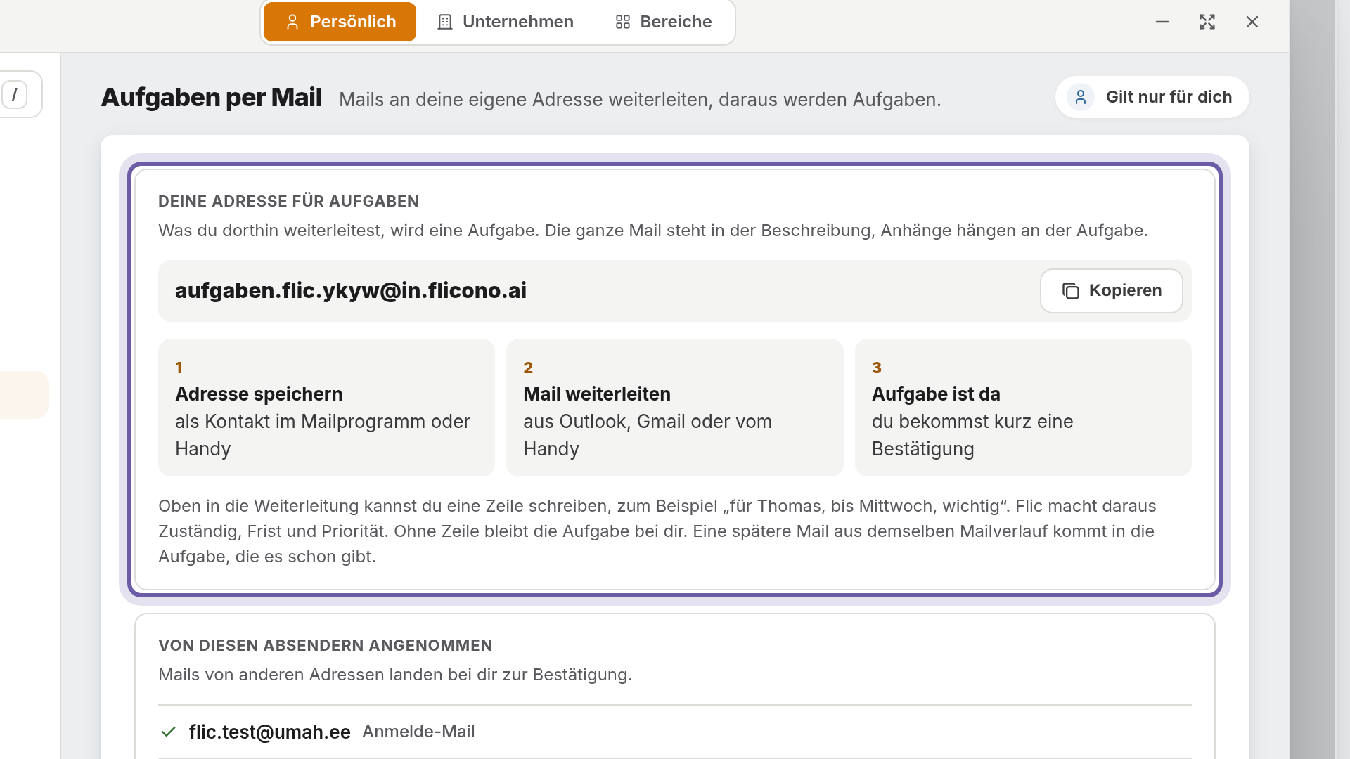 Adresse holen: Ansicht in flicono